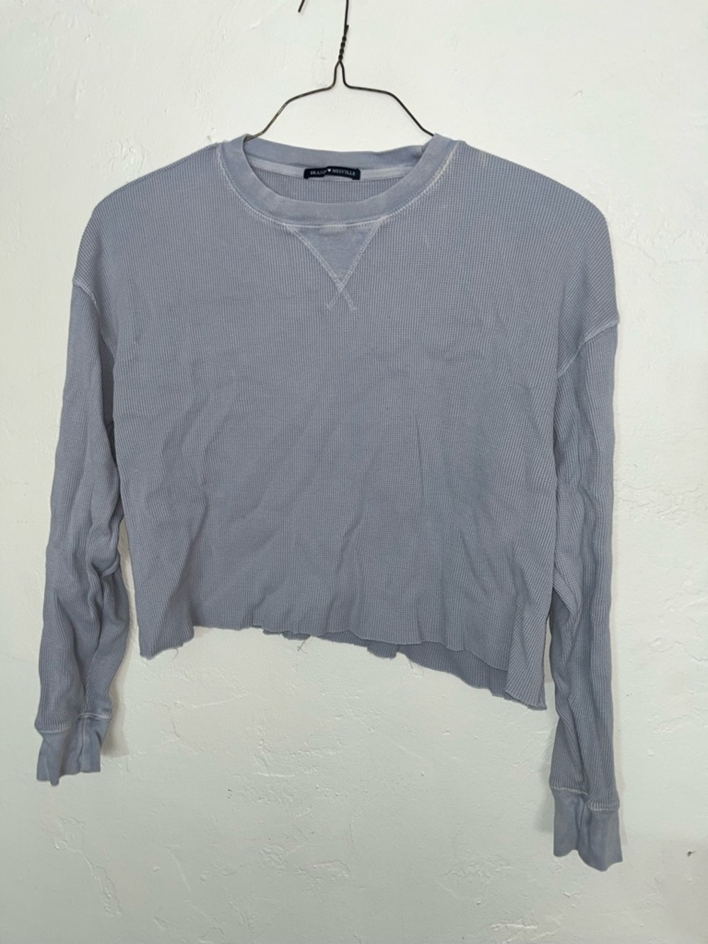 Brandy Melville 100% Cotton Waffle Thermal Cropped Oversized Tee T Shirt Raglan
